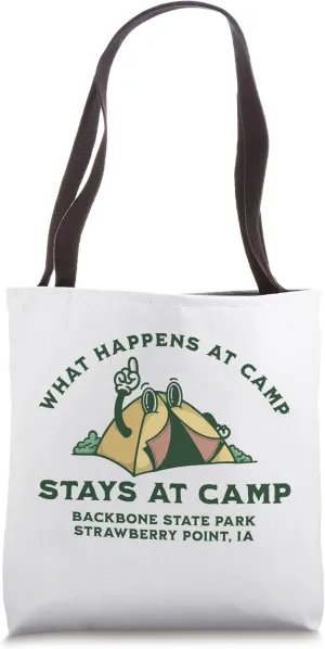 What Happens At Camp, Backbone State Park Tote Bag
