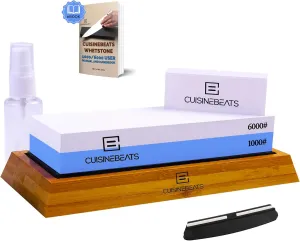 Whetstone 1000/6000 Kitchen Knife Sharpening Stone Set- Whetstone Knife Sharpener Stone 1000/6000 Kit- Waterstone 1000/6000 - Water Stone - Wet Stone - Whet Stone for Sharpening; Polishing Knives