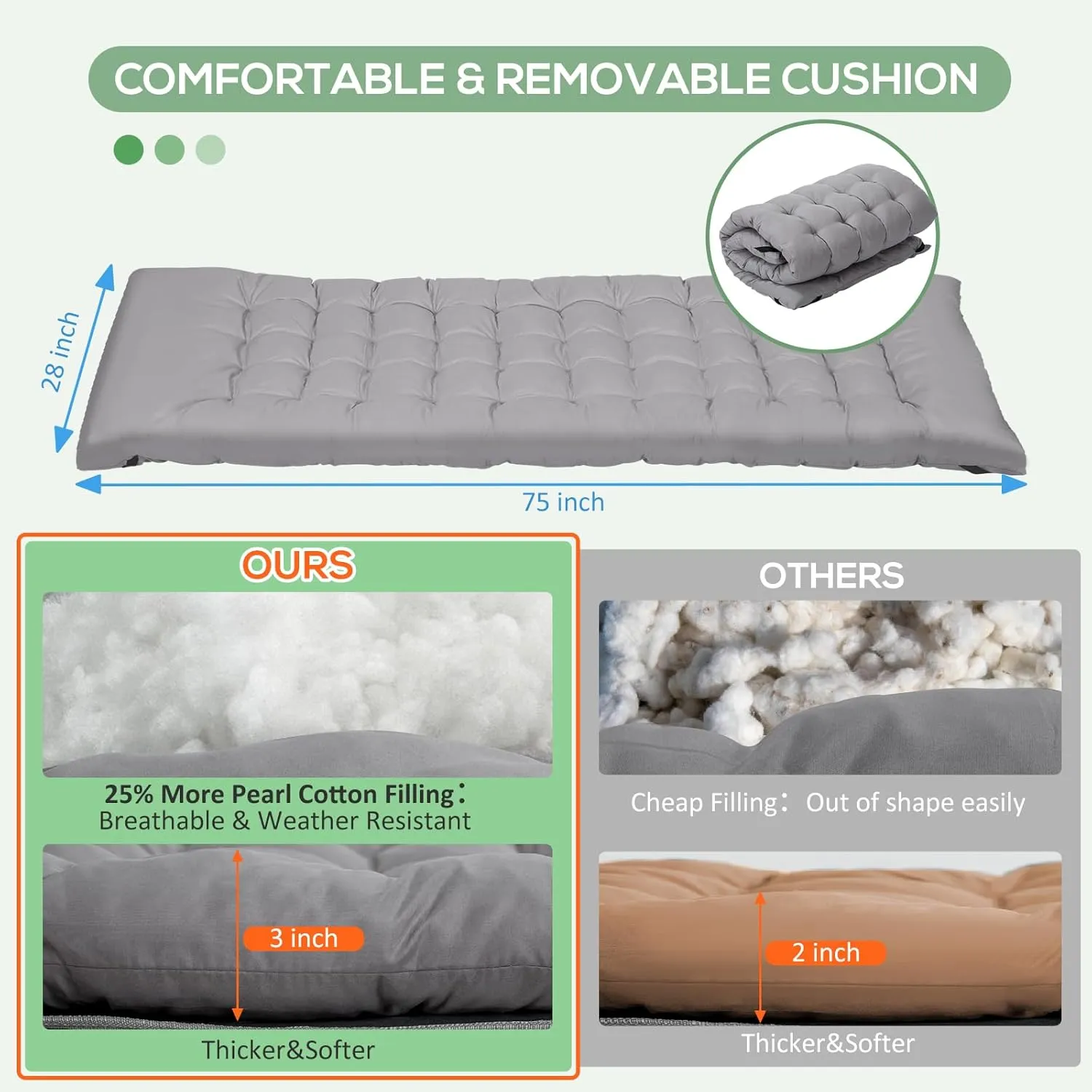 Wide Folding Camping Cots with Pillow & Extra Thick Matress, Cots for Sleeping 900 LBS, Camping Bed for Adults with Cushion, Sleeping Cot (Grey)