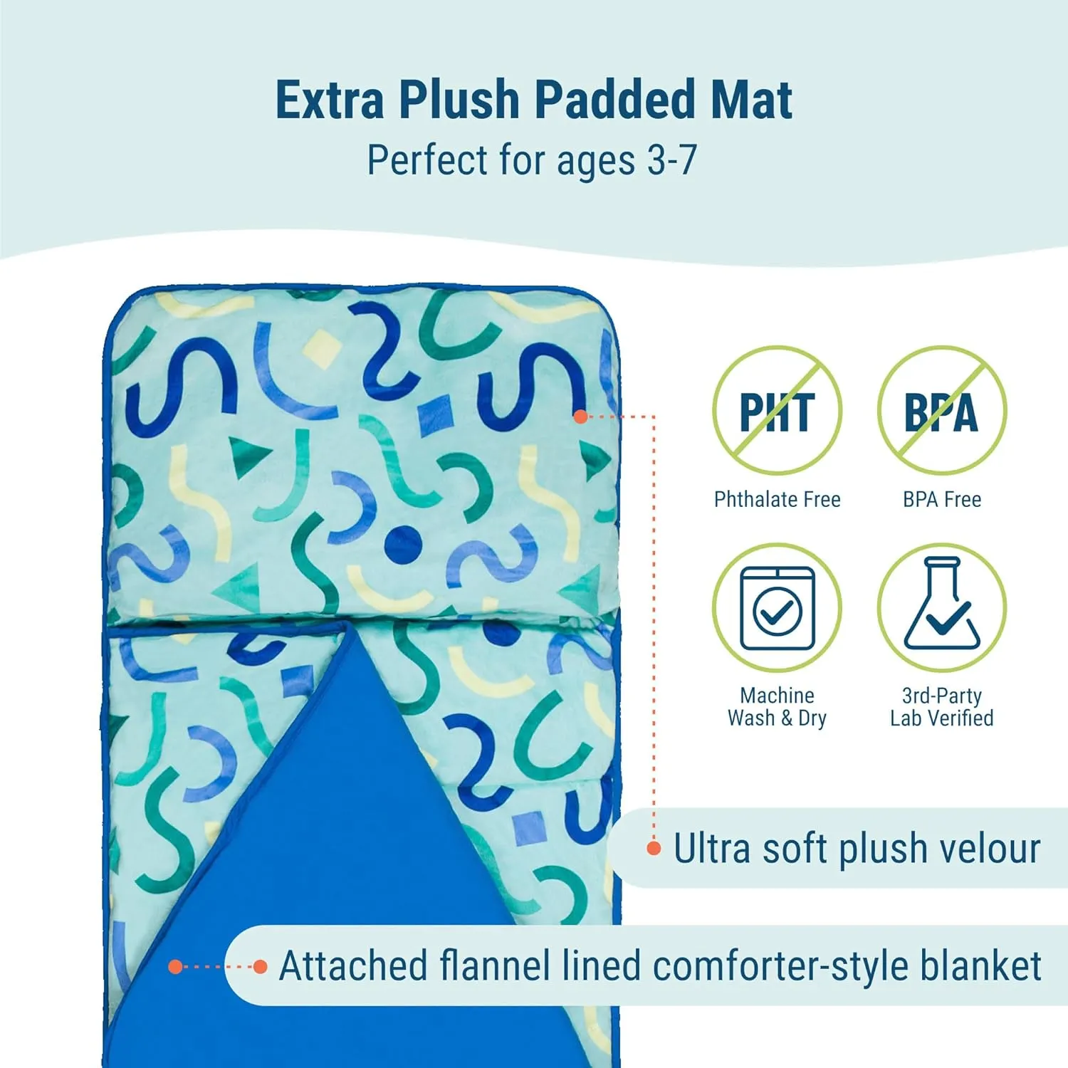 Wildkin Kids Plush Nap Mat – Soft, Cozy, Convenient for Daycare & Preschool
