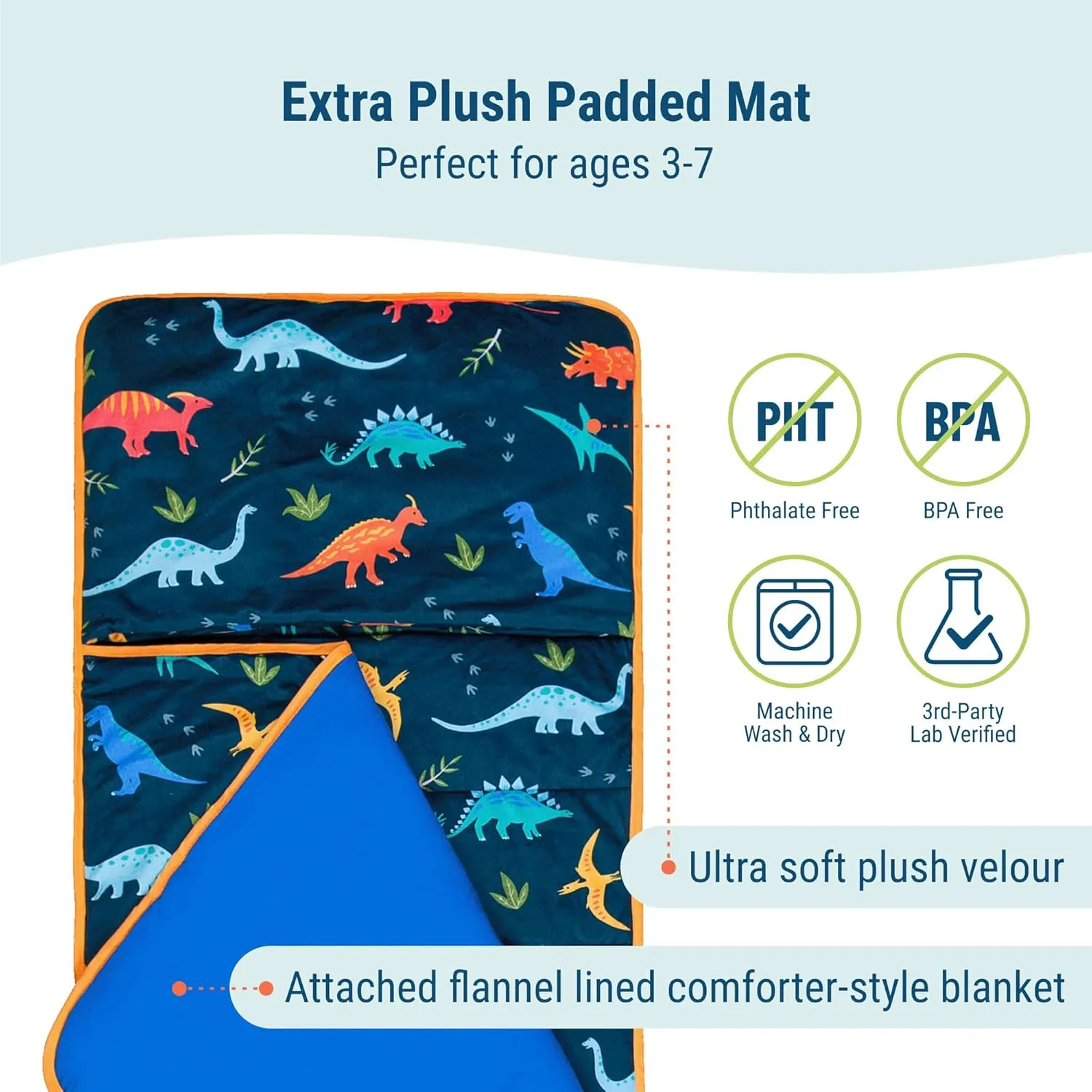 Wildkin Kids Plush Nap Mat – Soft, Cozy, Convenient for Daycare & Preschool