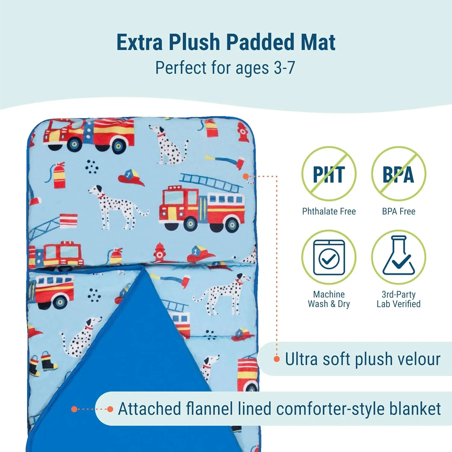 Wildkin Kids Plush Nap Mat – Soft, Cozy, Convenient for Daycare & Preschool