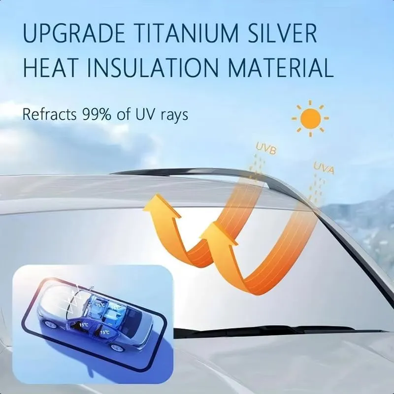 Windshield Sun Shade for Mazda Axela B-Series Biante, Foldable Heat Reflective Sunshade with Storage Bag, UV Protection & Easy Install Summer Car Accessories,145 * 80cm