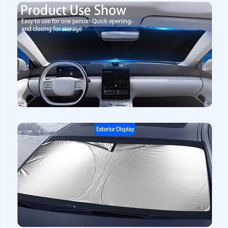 Windshield Sun Shade for Mazda Axela B-Series Biante, Foldable Heat Reflective Sunshade with Storage Bag, UV Protection & Easy Install Summer Car Accessories,145 * 80cm