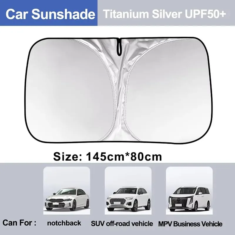 Windshield Sun Shade for Mazda Axela B-Series Biante, Foldable Heat Reflective Sunshade with Storage Bag, UV Protection & Easy Install Summer Car Accessories,145 * 80cm