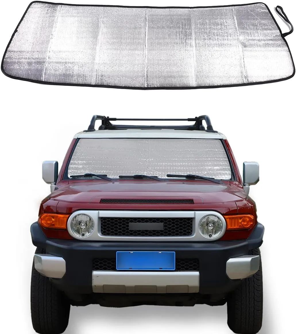Windshield Sunshade Fit for Toyota FJ Cruiser 2007-2021, Folding Car Sun Shade for Front Window, Auto Sun Protection Visors Blocks UV Rays and Keeps Vehicle Cool, 1PCS