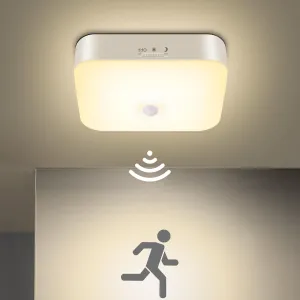 Wireless Motion Sensor Light - 500LM Battery Operated Closet & Shower Light, 3000K Warm, Indoor/Outdoor for Closet, Shower, Porch, Hallway, Garage