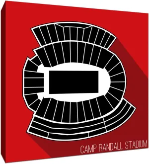 Wisconsin - Camp Randall Stadium - College Football Seating Map - 24x24 Gallery Wrapped Canvas Wall Art