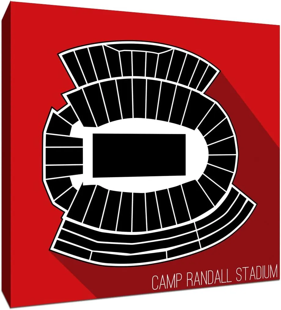 Wisconsin - Camp Randall Stadium - College Football Seating Map - 24x24 Gallery Wrapped Canvas Wall Art
