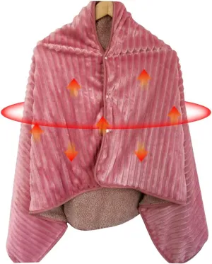 WOOLALA USB Plaid Heated Shawl Blanket, Wearable Fleece Electric Heating Blanket with Snap Closure 3 Temperature Settings for Home Office Outdoor, Machine Washable (55 * 31.5in)