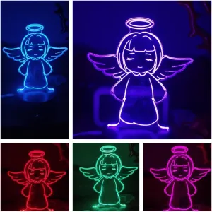 Xdorra Little Angel Toddler Night Light for Girl Bedrooms Decor, Acrylic LED Table Lamp to My Daughter Light up Decoration - 7 Colors Angel Religious Gifts for Little Girl Birthday Party