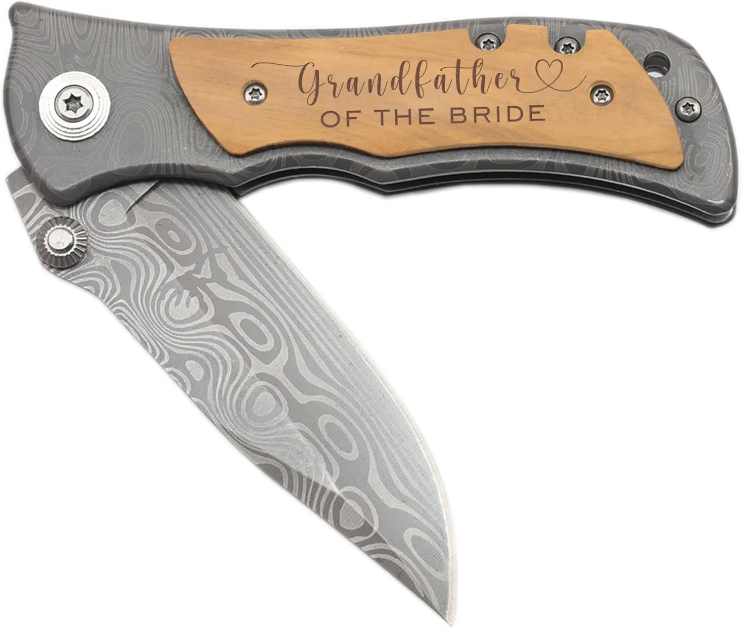 XJF Engraved Pocket Knife for Grandfather of Bride, Wedding & Father's Day Gift from Granddaughter