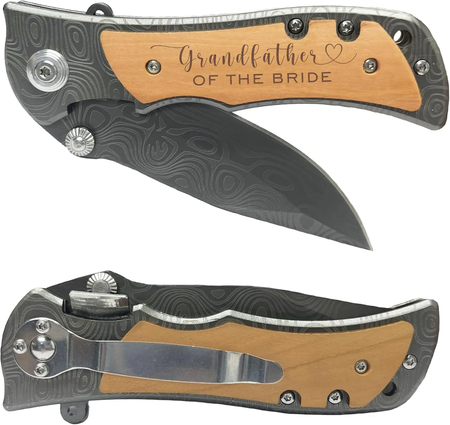 XJF Engraved Pocket Knife for Grandfather of Bride, Wedding & Father's Day Gift from Granddaughter
