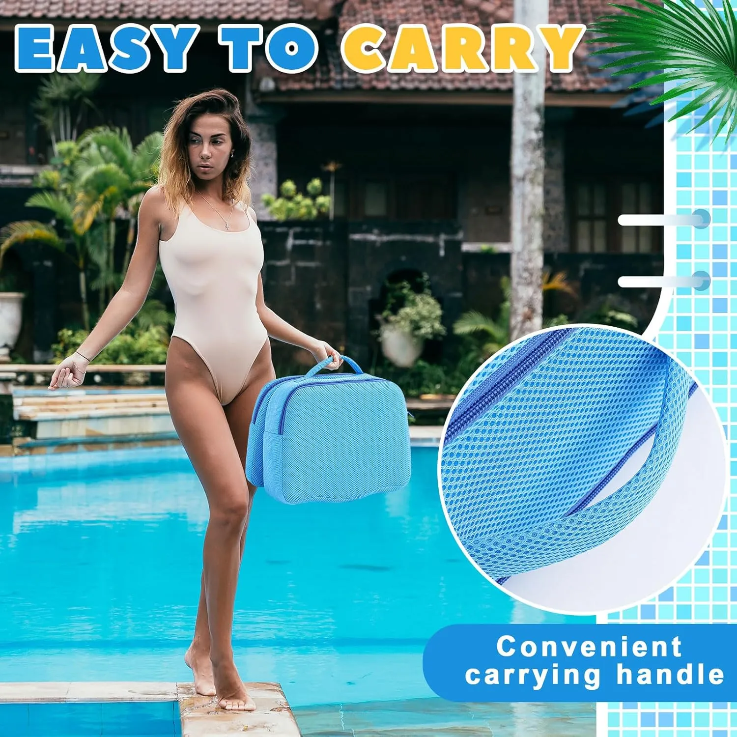 Yerliker 2 Pcs Foldable Hot Tub Booster Seat, Inflatable Adjustable 2 Heights Extra Thick Hot Tub Pillow Bath Seat with Back Support Cushions for Adults Swimming Pool Spa Bathtub Indoor Outdoor (Blue)