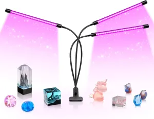 YGS-Tech LED Black Light 3-Head, 30W UV Light Fixture with Clamp, 395-405nm UV Gooseneck Lamp USB Powered for Blacklight Party, Stage Lighting, Resin Cure, 3D Print