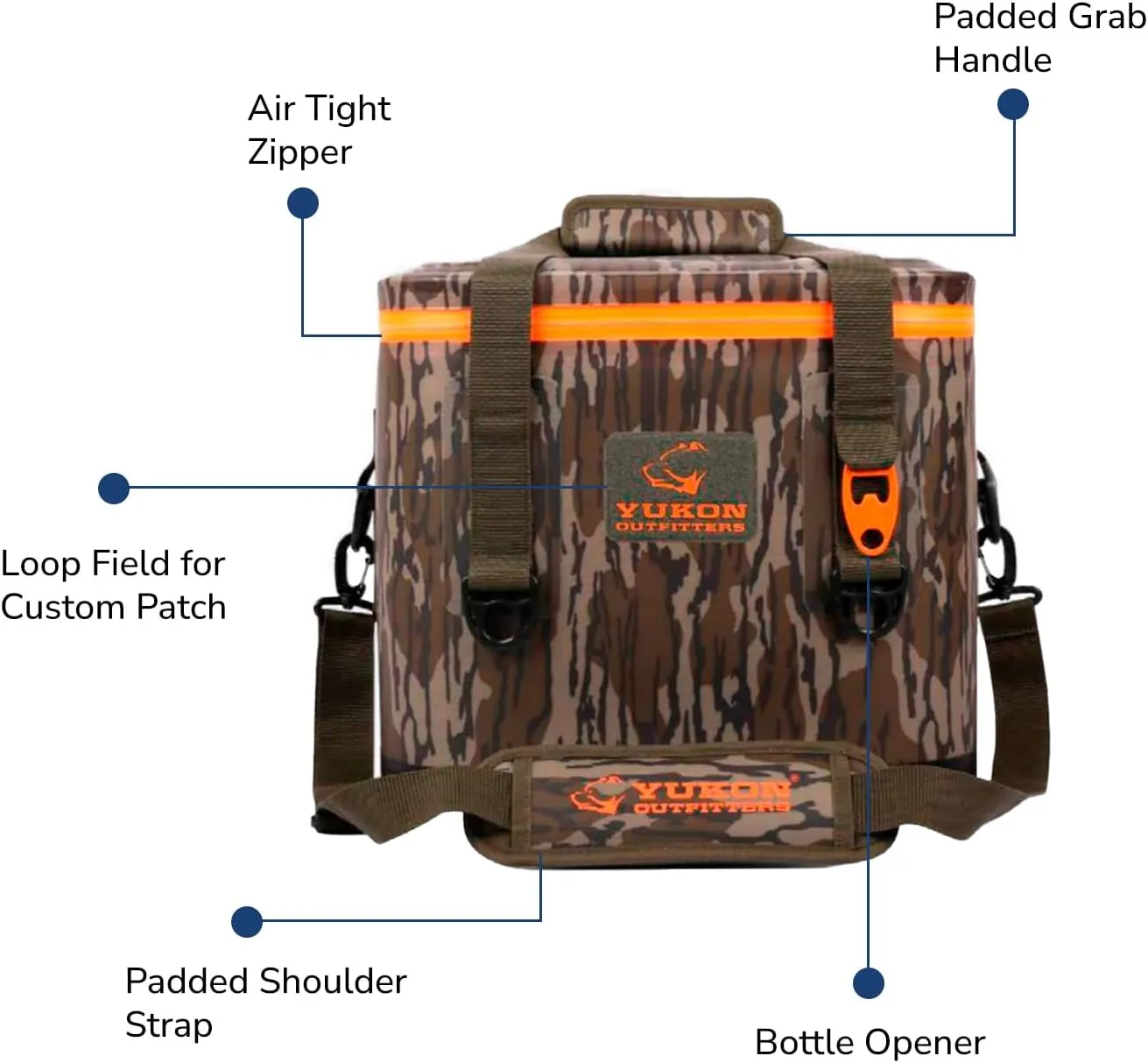 Yukon Outfitters 30 Can Tech Cooler Bag, 54-Liter Durable TRU Welded Leakproof Insulated Outdoor Camping Boating Meal & Drink Lunchbox w/Airtight Zippers, Padded Carry Handle & Shoulder Strap