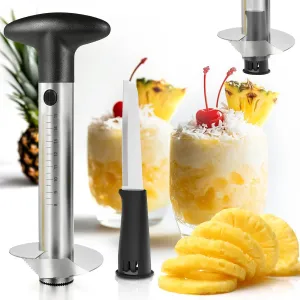 YYP Pineapple Corer and Slicer with Measurement Marks – Stainless Steel Pineapple Cutter for Perfect Pineapple Rings & Effortless Cutting (Black)