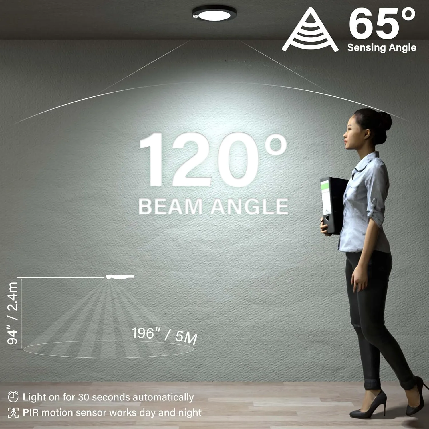 ZAGO 6" 120 Volts Closet Light Wired, Black PIR Motion Sensor Ceiling Disc Light, 15 Watts, 1100 Lumens, CRI>80, 5000K Daylight White for Closet, Laundry, Garage, Pantry, Wet Location, ETL, 2 Packs…