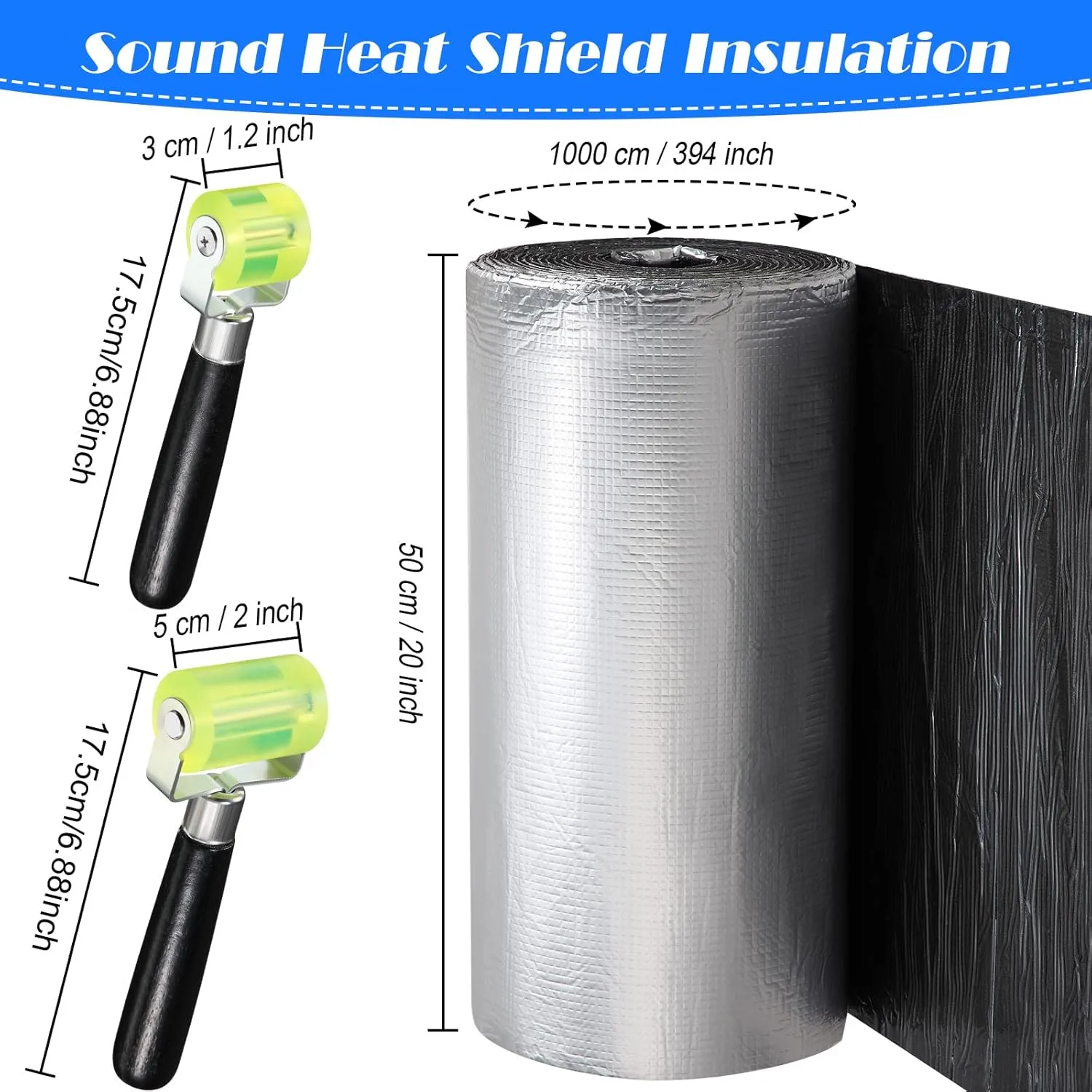 Zhengmy 196 Mil Car Heat Sound Insulation Mat Automotive Noise Deadening Mat with Rubber Roller Auto Sound Deadener Self Adhesive Heat Insulation for Hood Ceiling Door