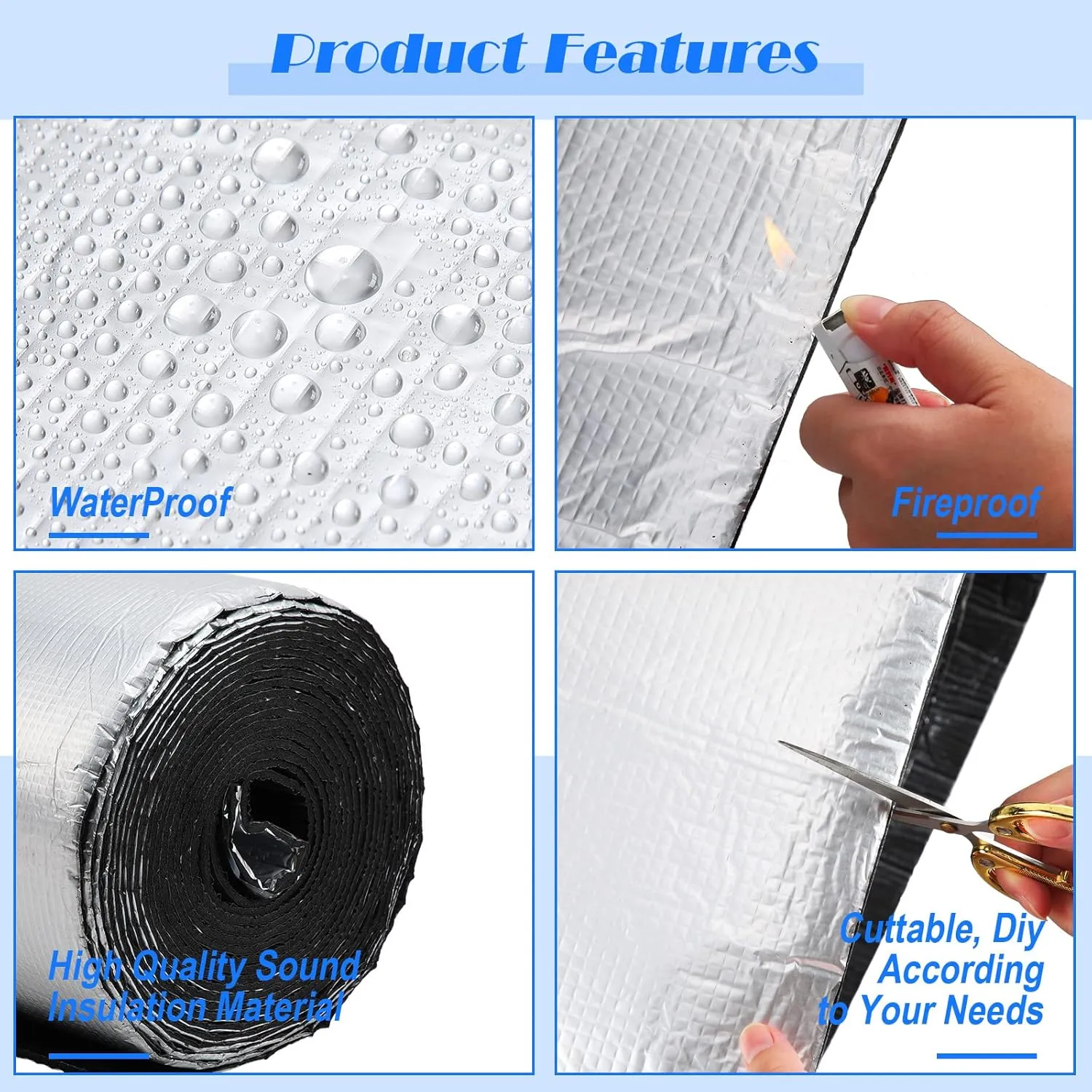 Zhengmy 196 Mil Car Heat Sound Insulation Mat Automotive Noise Deadening Mat with Rubber Roller Auto Sound Deadener Self Adhesive Heat Insulation for Hood Ceiling Door