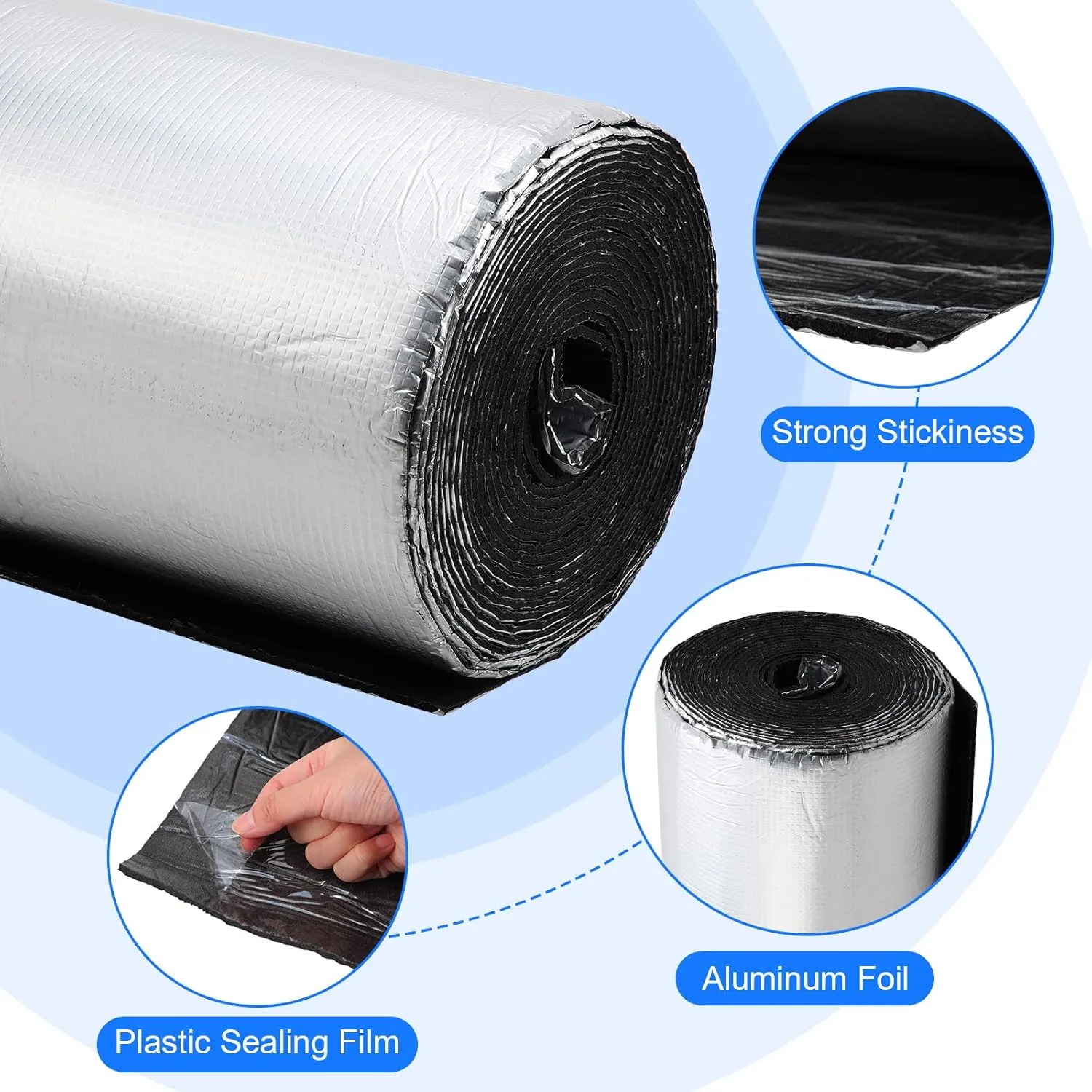 Zhengmy 196 Mil Car Heat Sound Insulation Mat Automotive Noise Deadening Mat with Rubber Roller Auto Sound Deadener Self Adhesive Heat Insulation for Hood Ceiling Door
