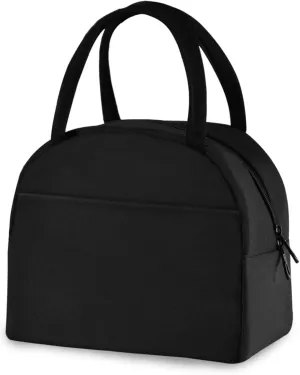 ZZKKO Black Lunch Bag Box Tote Organizer Lunch Container Insulated Zipper Meal Prep Cooler Handbag For Women Men Home School Office Outdoor Use