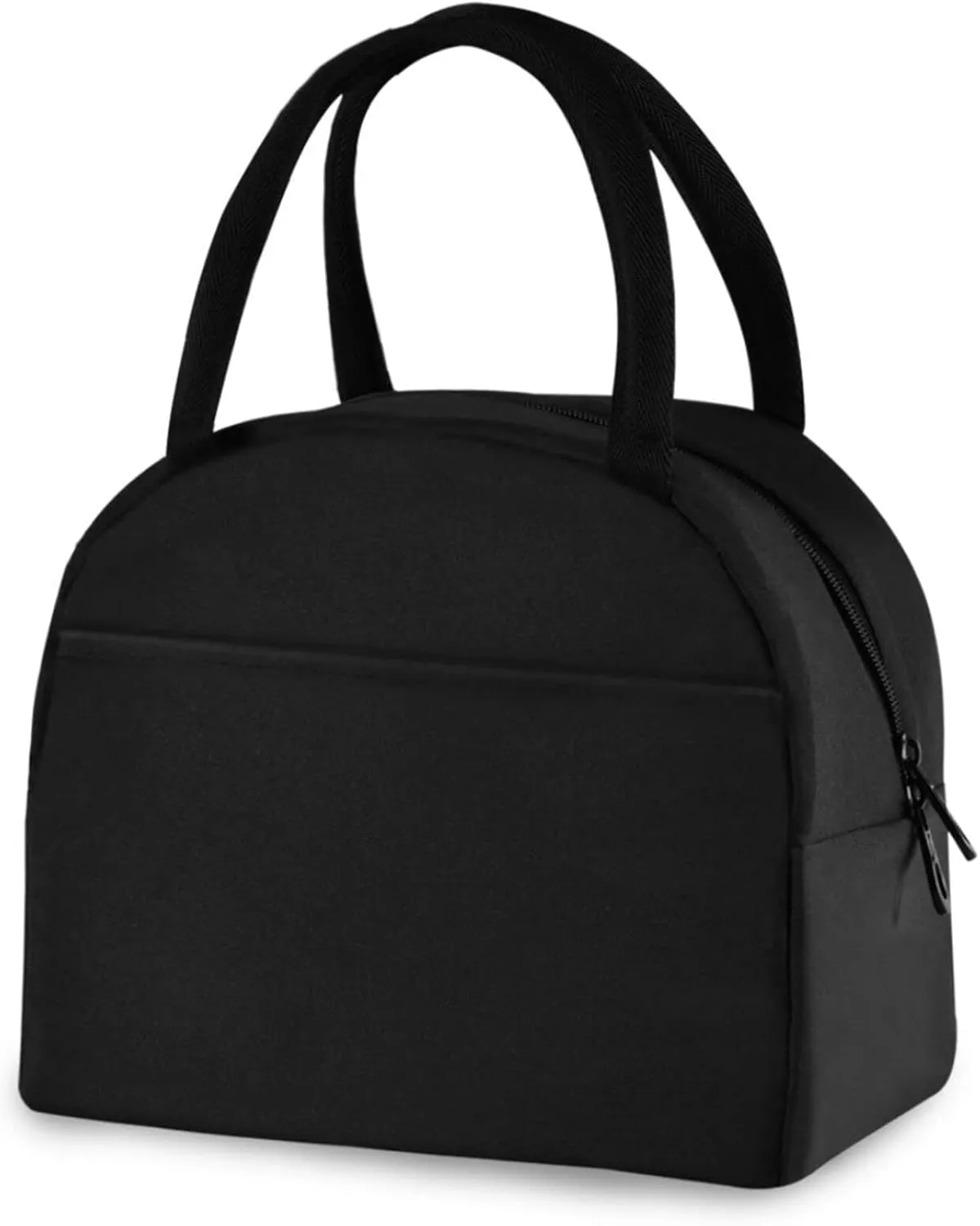 ZZKKO Black Lunch Bag Box Tote Organizer Lunch Container Insulated Zipper Meal Prep Cooler Handbag For Women Men Home School Office Outdoor Use